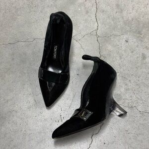 2010s Tom Ford Sculptural Lucite Cone Heel Velvet Pumps